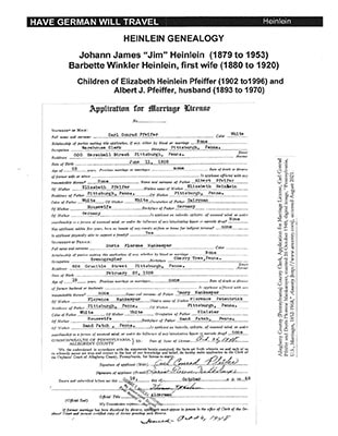 Carl Conrad Pfeifer Sr Marriage License