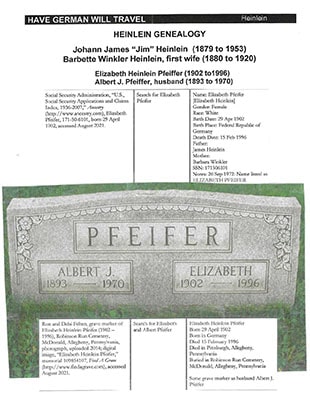 Elizabeth Heinlein Pfeifer Grave Marker
