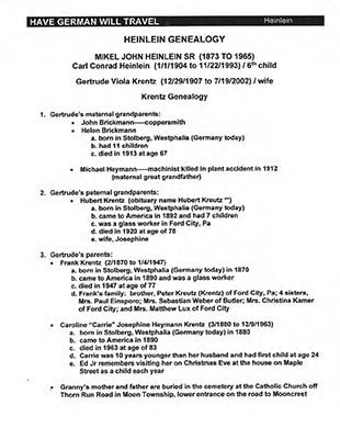Krentz Genealogy 1